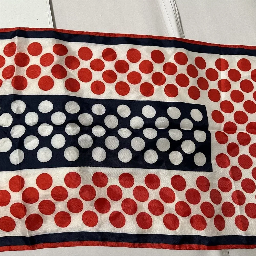Vintage Scarf Acetate Made in Japan Red White and Blue Large Dots